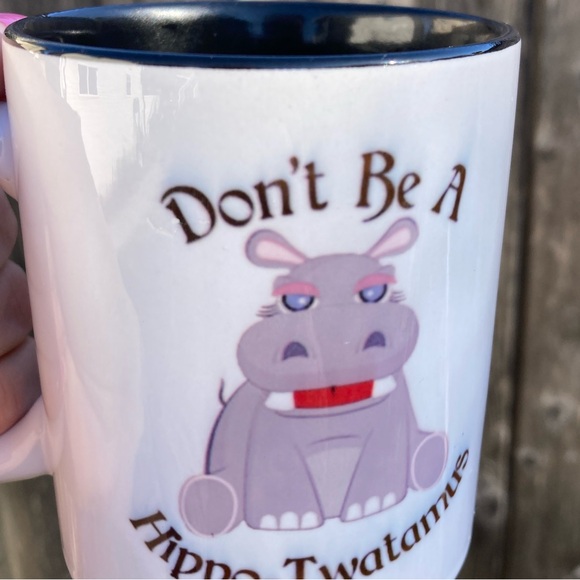 Funny White and Black Don’t be a Hippo-Twatamus Coffee Stemless Mug - Picture 8 of 8